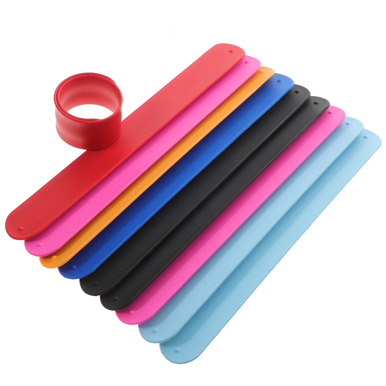 

Slap Bracelet 10Pcs color Silicone Safe Ruler Slap Bracelets Colorful Wristband Snap Ruler for Kids School Prize Party Favors (