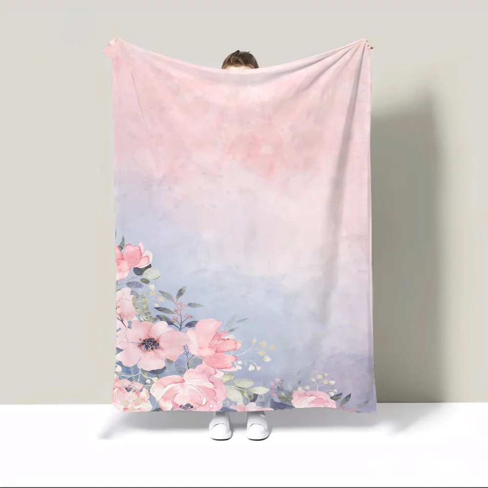 작은 꽃 맞춤형 담요 던지기 침대 담요, 킹 사이즈 극세사 침구, 가정 및 장식 푹신한 격자 무늬 비치 타월