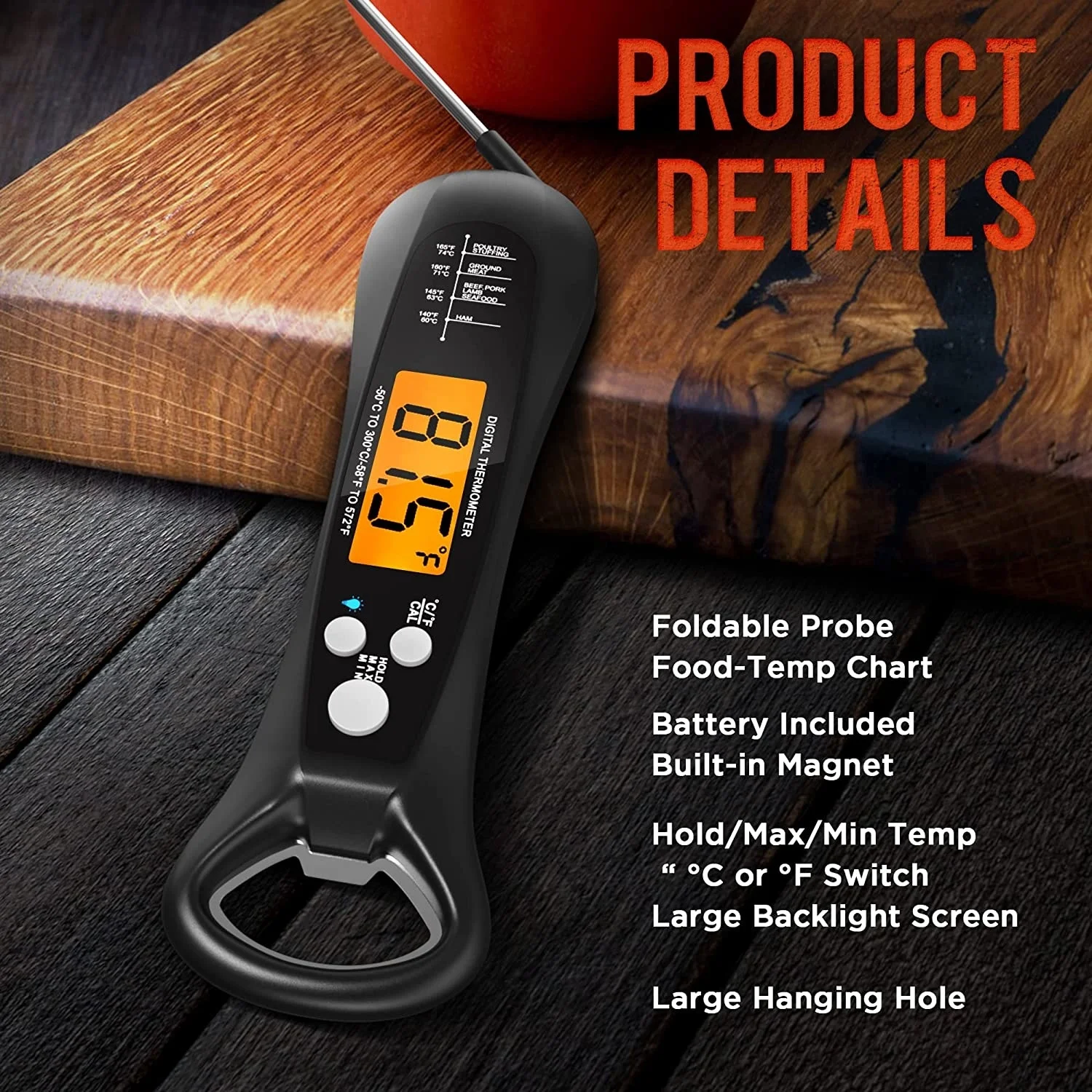 ROUUO Digital Meat Thermometer for Cooking - Waterproof - Instant