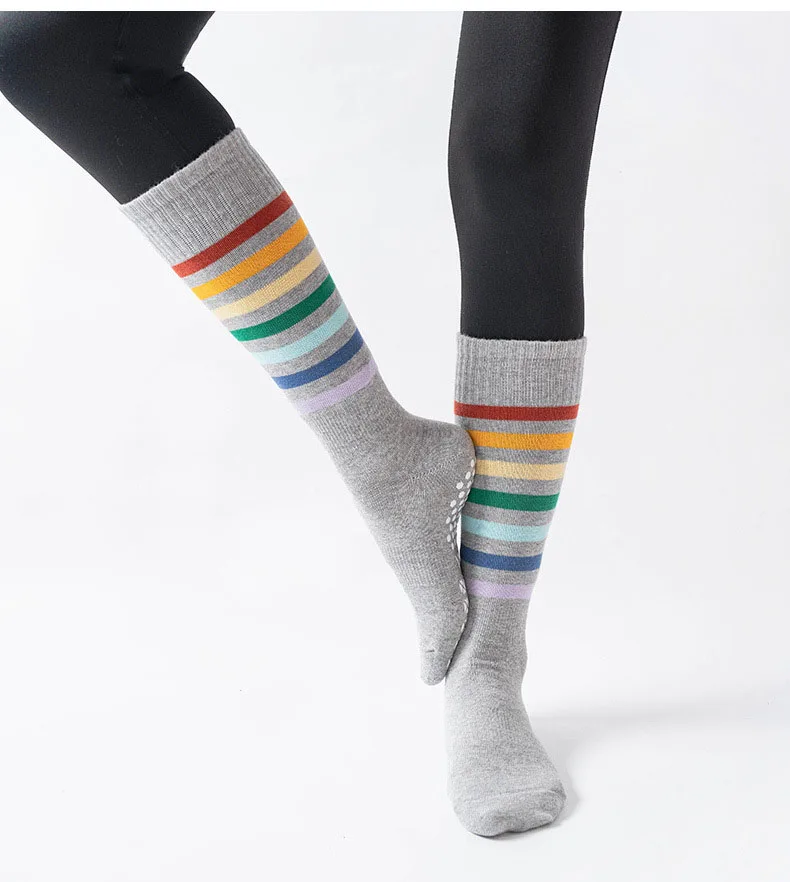 Yoga Socks Women Stripe Pile Dot Silicone Non-slip Pilates Over The Calf Socks 12 Sda0ee53b41f246efb8d970b07790b888X