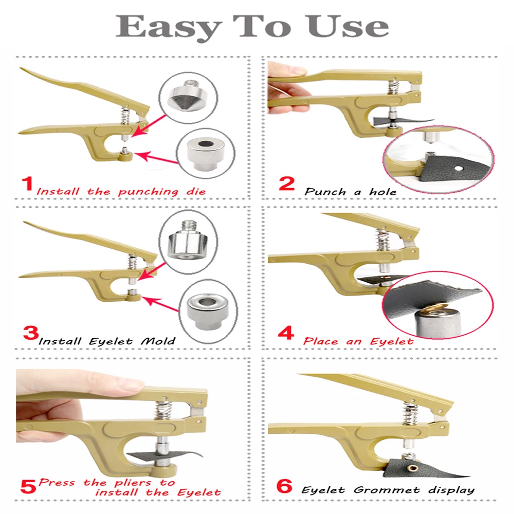 Brass Eyelets with Multifunctional Pliers Kit Leather Grommet Round Eye Rings for Shoes Bag Belt Scrapbooking 5mm/6mm/8mm/10mm eyelet grommet ring kit eyelet grommet ring grommet eyelet kit