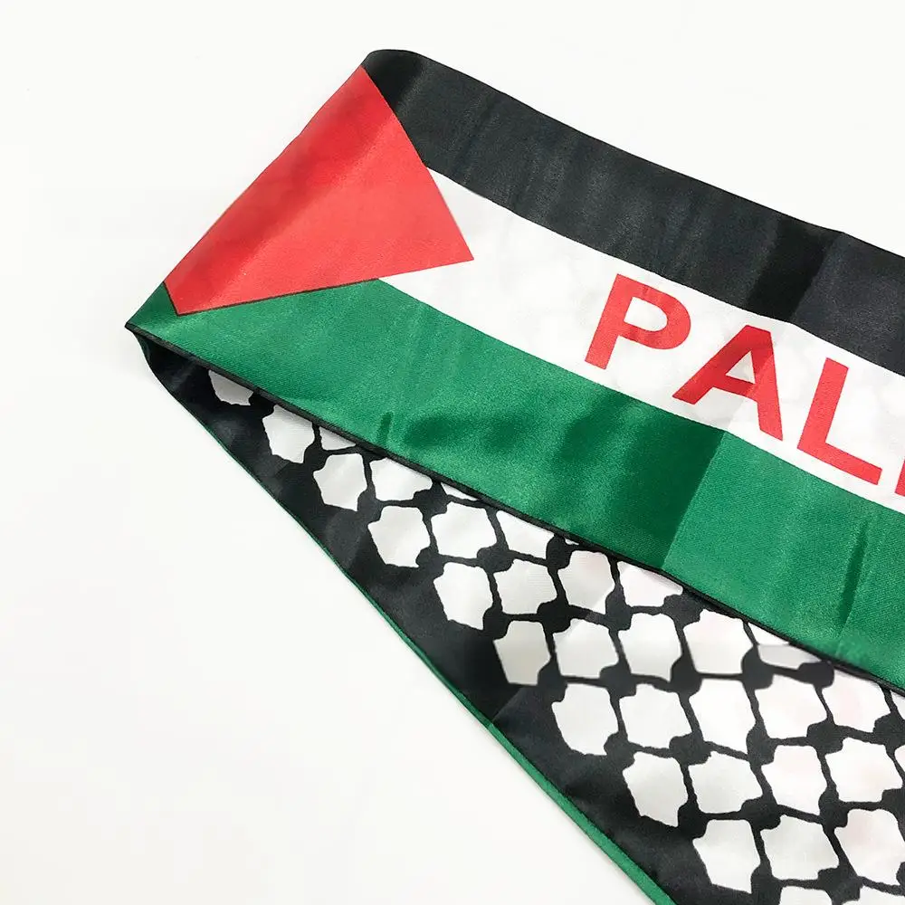 Palestine flag Scarf Cartoon Printing The Dome of the Rock and Maps Satin Palestinian National Day Scarves Shawl