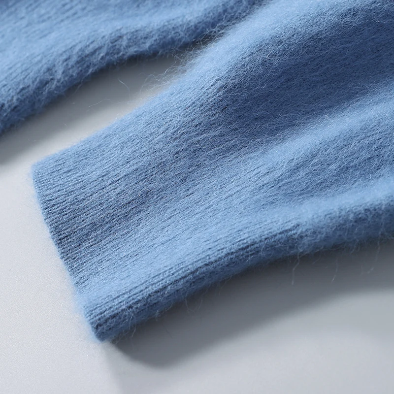 Autumn And Winter New V-Neck Mink Cashmere Sweater Men's Pullover Slim Bottoming Shirt Solid Color Warm Sweater