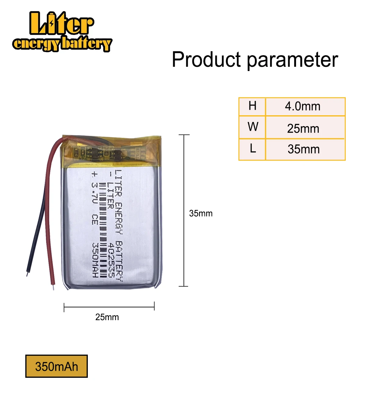 3.7V lithium battery 042535 402535 350MAH MP3 MP4 MP5 small toys battery GPS