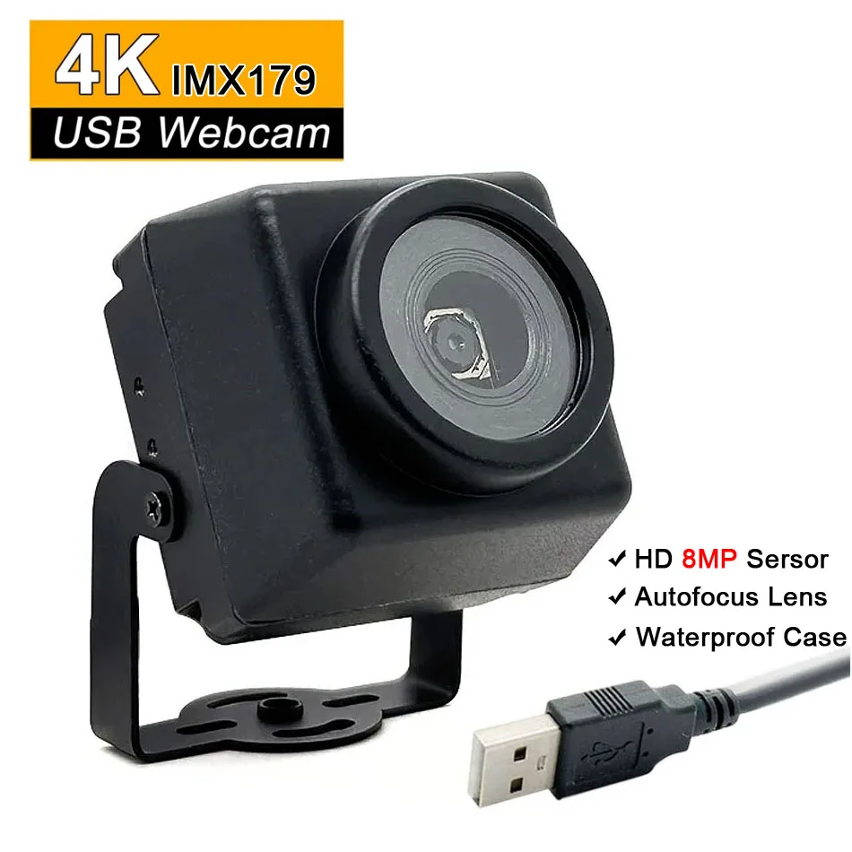 Waterproof Industrial 4K PC Video Webcam HD 8MP CMOS IMX179 Sensor 3264 X 2448 Mjpeg Autofocus OTG UVC Plug and Play USB 2.0 Cam