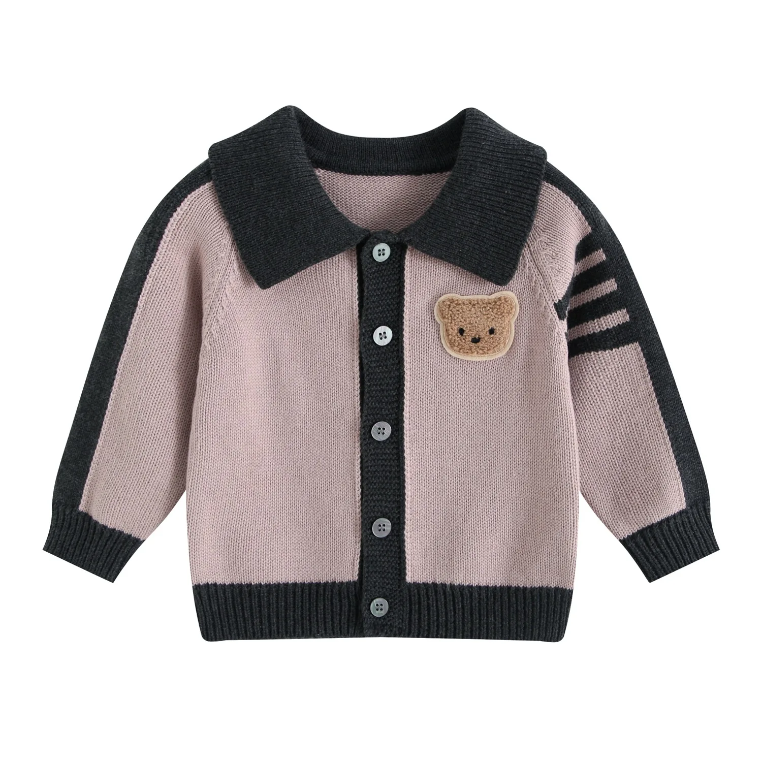 2026년 봄 프레피 스타일 옷 곰돌이 스타일 스웨터 (3개월3세 여아용) 면 소재 긴팔 가디건 ( 남아용)