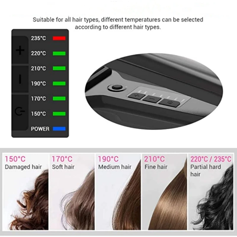 Professional Steam Hair Straightener Infrared Care Ceramic Coated 2 Inch Wide Plates for Salon Straightening Styling 4