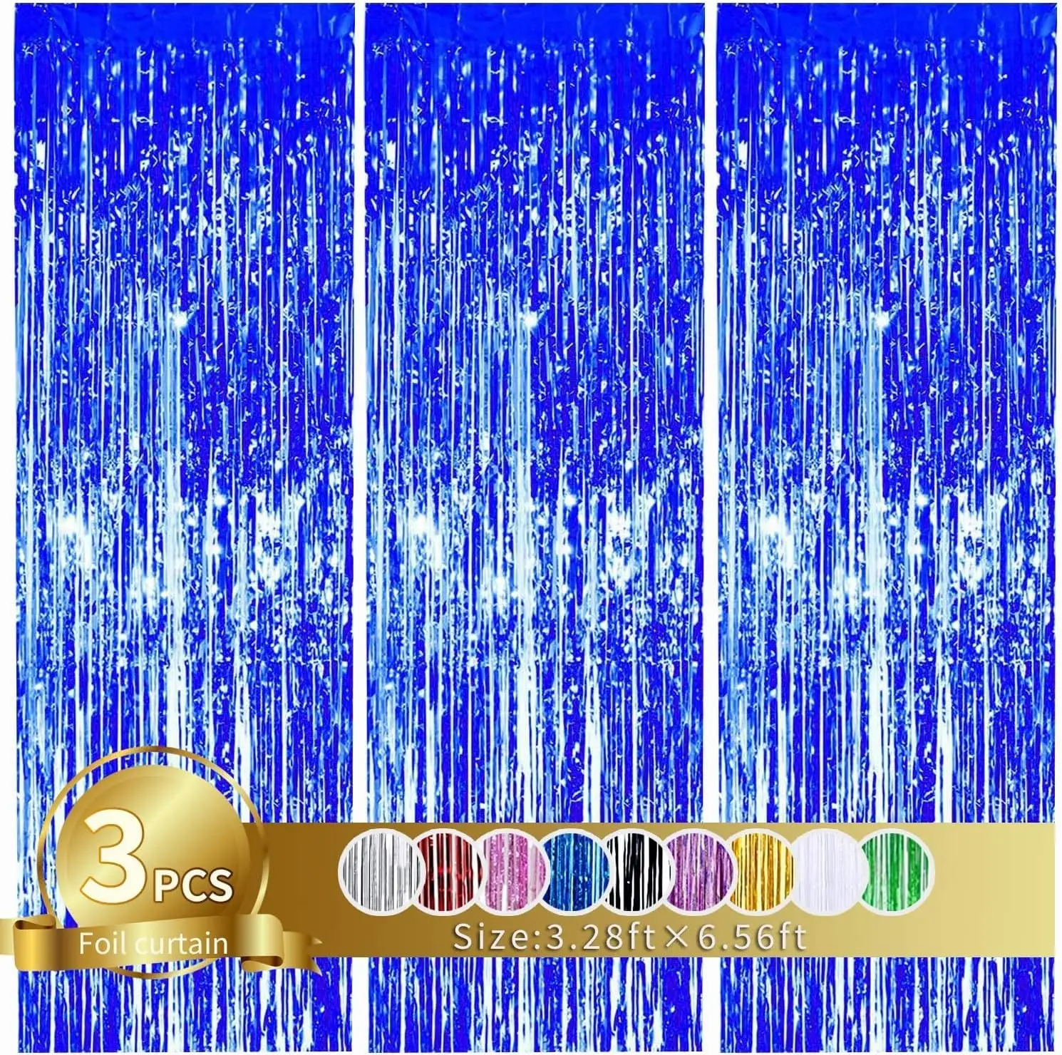 Metallic Streamers 3Pcs Aluminum Foil Fringe Curtain 3Pcs, Backdrop Metallic Streamers Gold Foil Fringe Curtains for Birthday,Christmas,Graduation,Bachelorette Party Streamers Decor 9