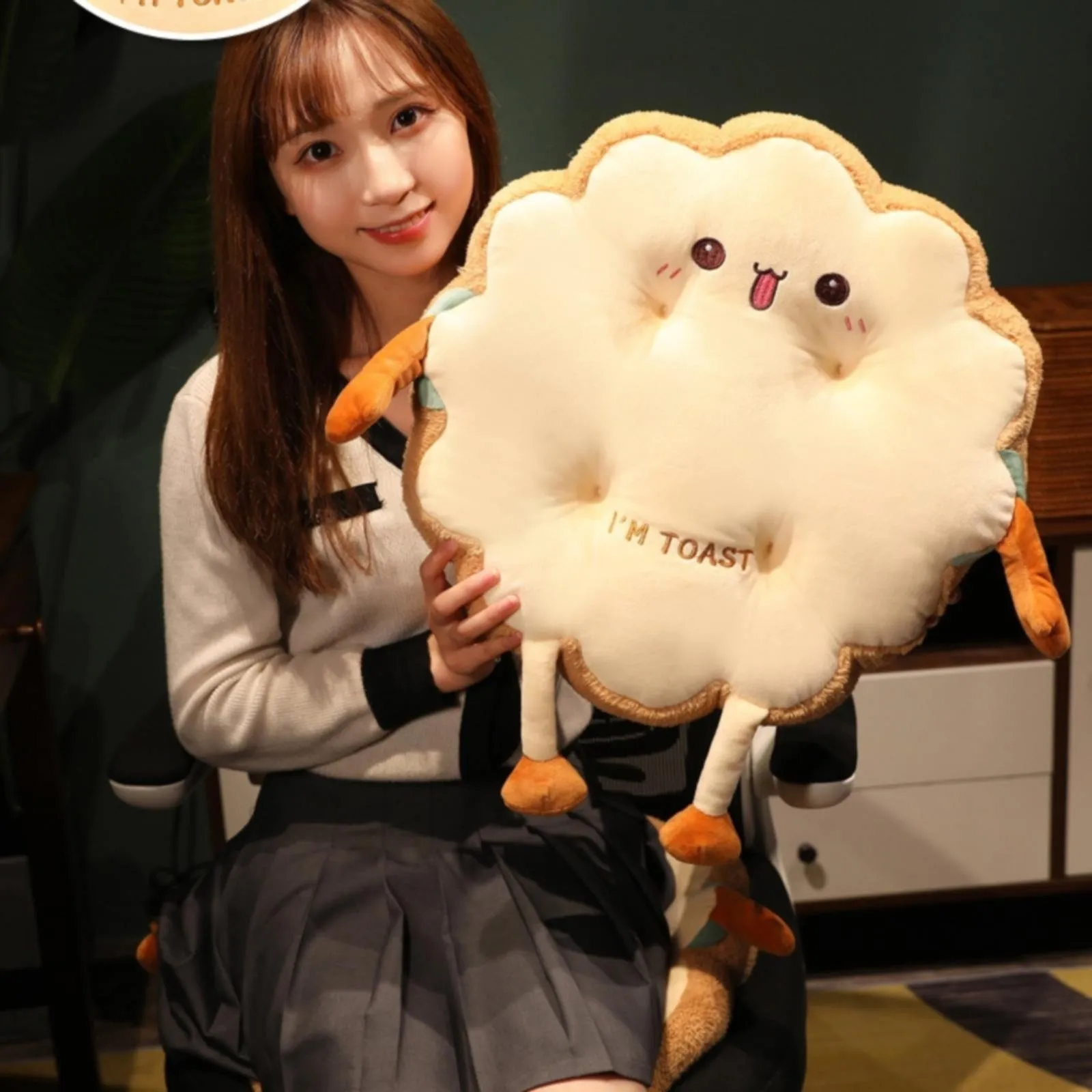 

Cute Soft Toast Cushion Plush Toy Non-Slip Office Plush Cushion Sleeping Chair Sofa Cushion Pillow Doll Festive Birthday Gifts