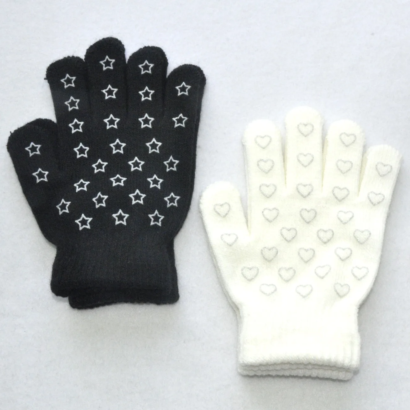 New Winter Star Knitted Warm Gloves For 5-11Y Children Student Solid Knitting Full Finger Mittens Cute Hand Warmer Gloves