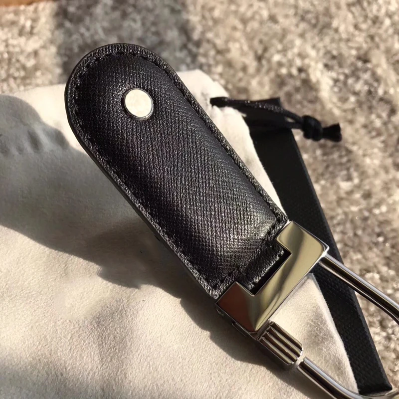 LJ2 Luxury MB Keychain Leather Car Key Chain 316 Stainless Steel Ring Classic Casual Gift For Men