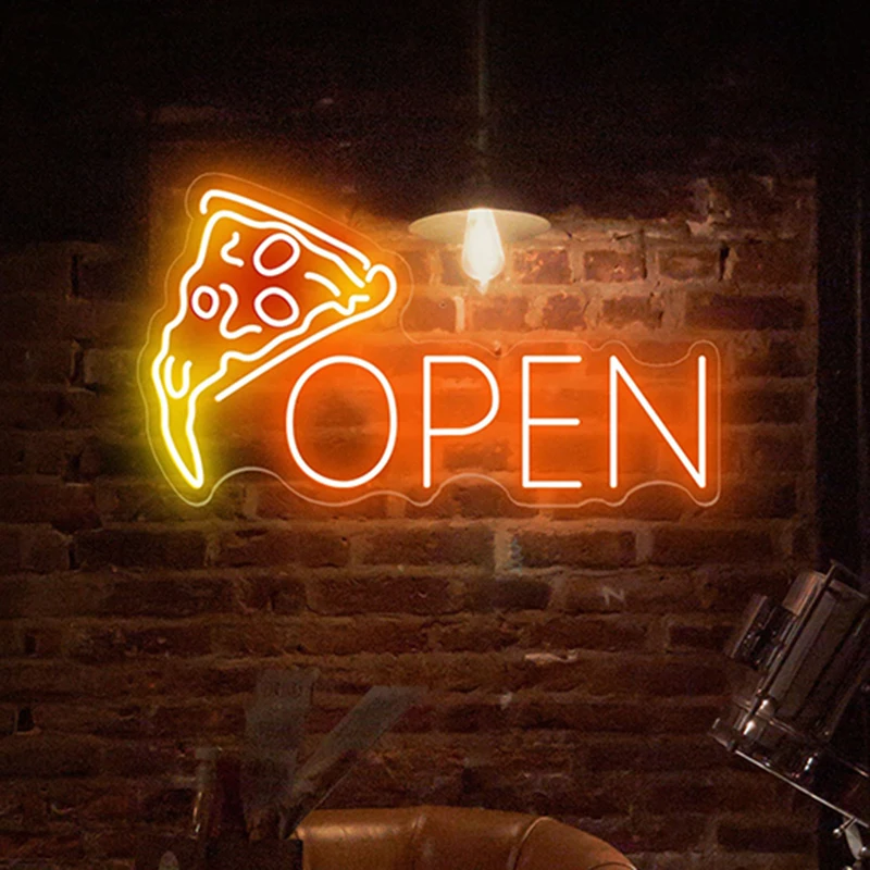 

Pizza Neon Sign Open Pizza Led Signs Restaurant Kitchen Wall Decor Neon Light Custom Pizza Store Business Logo Night Lights