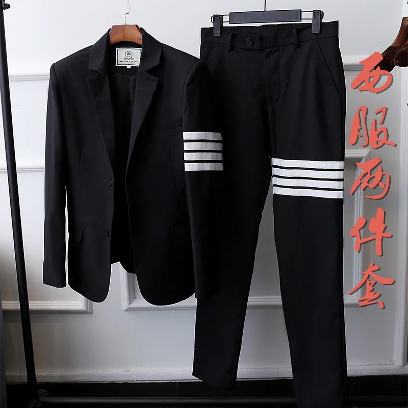 

Spring and summer Quan Zhilong GD with the same tb large size suit for men's webbing striped small size suit