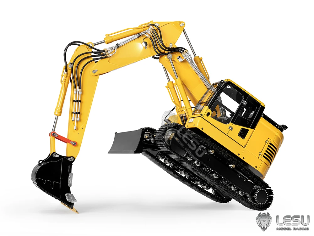 Sda0f88c4a55642b9b759ba72e8c09247M Model ciężkiej maszyny LESU1/14 Aoue-ET26L trójramienny mały krótki pas ogonowy łopata przednia koparka gąsienicowa RC