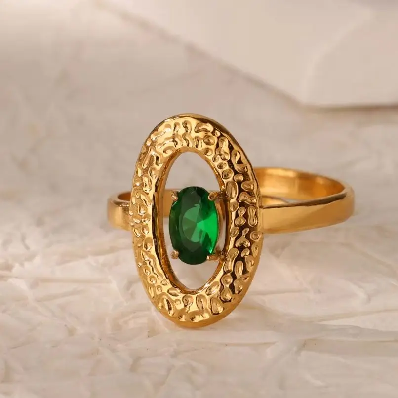 Zircon Green Oval Rings For Women