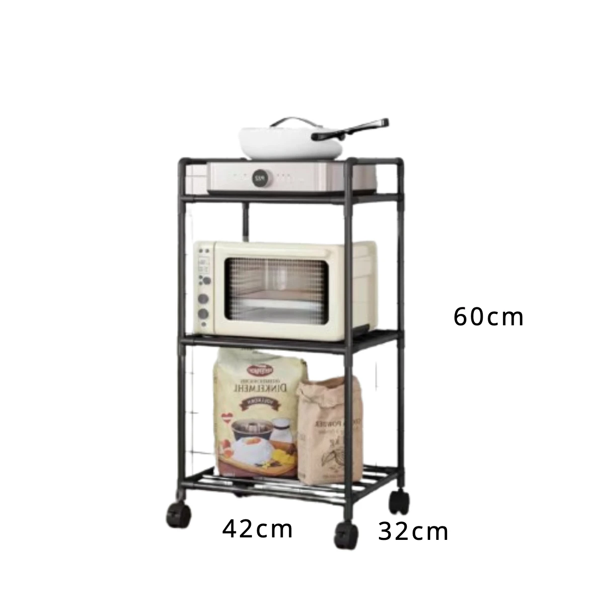 Storage Rack Rolling Storage Cart Floor-Standing Multi Layer with Pulley for Bathroom Kitchen