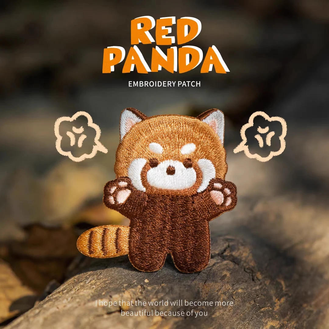 12 Arten niedlichen Tier roten Panda selbst klebende Stick flecken für Kleidung Kinder applikation auf Jeans DIY Kleidung Aufkleber swe