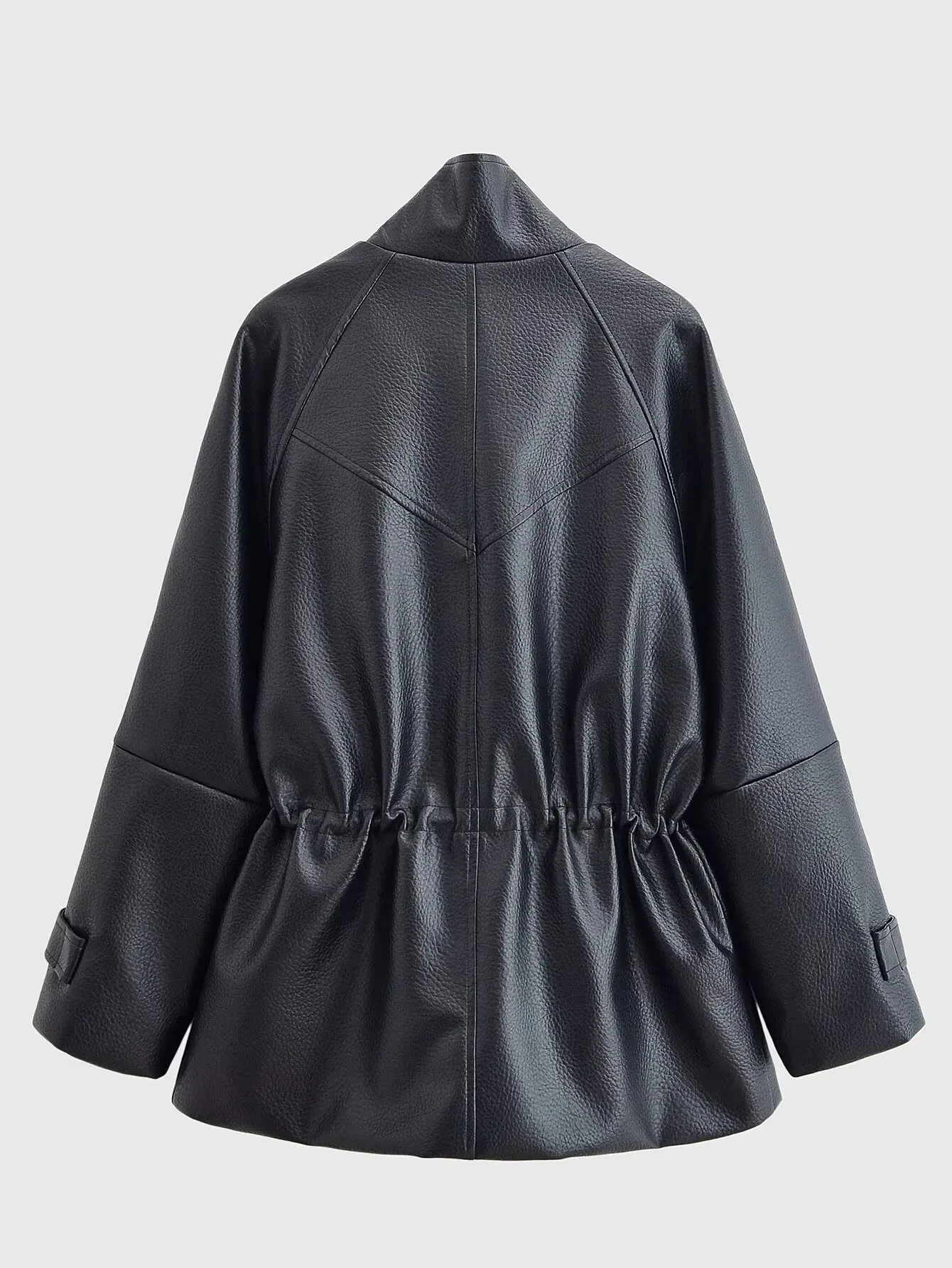 TFAFXY Frauen Lederjacke Schwarz Langarm Reißverschlüsse Tasche Stehkragen Weiblichen Mantel 2026 Frühling Herbst Dame Neue Outwear Y2K – Detail 9