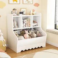 Kids Bookshelf, Toddler Toy Storage Organizer, Wooden 4 Cubby Children Book Shelf for Playroom, Bedroom, Nursery, Classroom 1