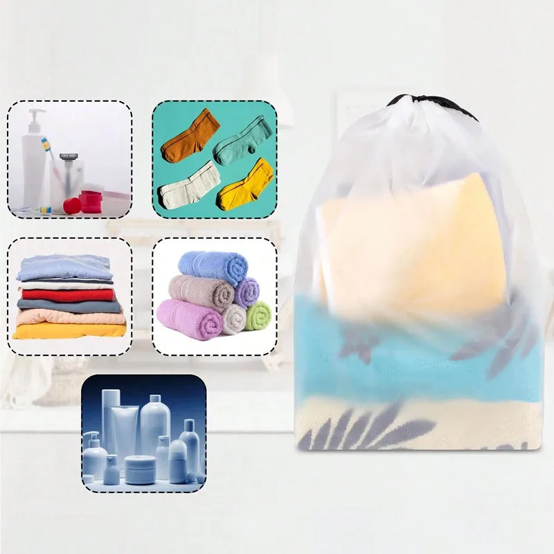 30x40 Portable Shoe Storage Drawstring Eco Storage Bag for Sundries Travel Makeup Bag Waterproof Transparent Plastic Storage Bag 3