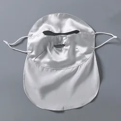 Luxurious Mulberry Silk Sun Protection Sleep Mask - Breathable & Anti - Ultraviolet Veil (Silver gray (long   )