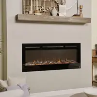 Smart Electric Fireplace - Border 50 "wide Wall Recessed 30 Realistic EmberColorsFlame Options 1500w Heater W/Thermostat - Black 2