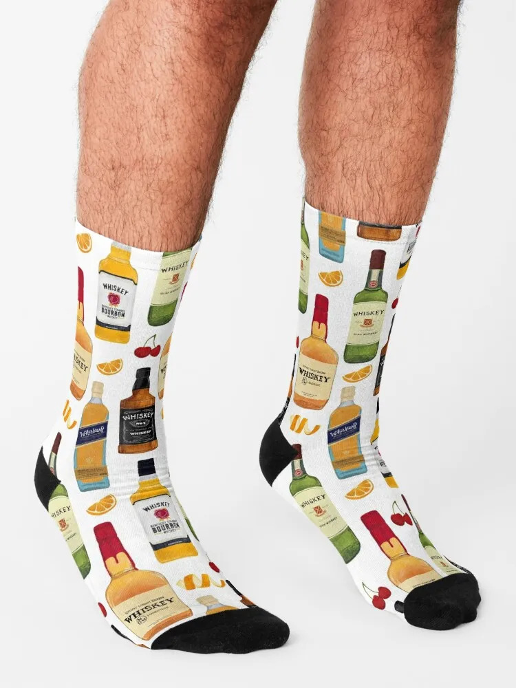 Whiskey Bottles Illustration Socks Stockings compression Men's sock