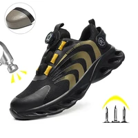 Men's Safety Shoes Steel Toe Anti-Puncture Men's Work Shoes Rotating Button Shoes Man Outdoor Sneaker Men's Safety Boots