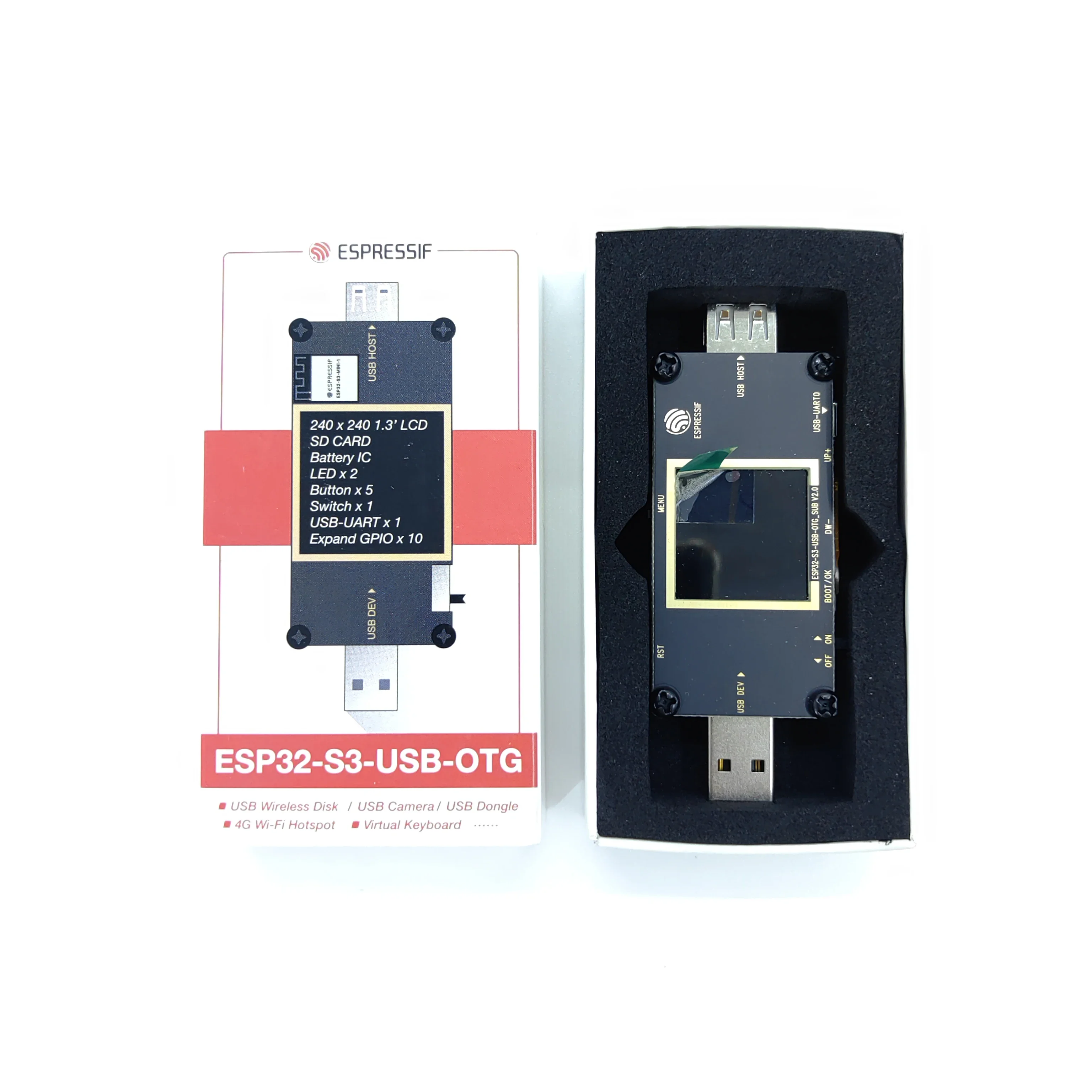 ESP32-S3-USB-OTG USB OTG  ޴ ESP32-S3-MINI,  LCD, 4G  USB ̺  , ESP32 S3