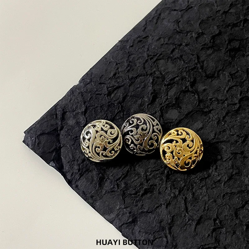 

Luxury 10PCS/Lot Metal Hollowing Out Decorate Button for Clothing Handmade Diy Kitting Material Buttons Crafts 15mm 18mm 20mm