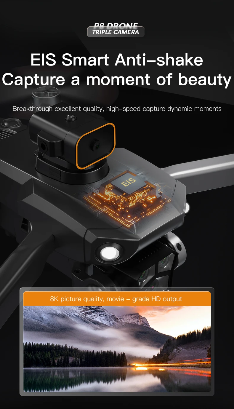 Lenovo-Drone professionnel P8 Pro 8K, caméra double HD 8K, moteur sans balais 5G, quadrirotor pliable, jouets cadeaux, 5000m