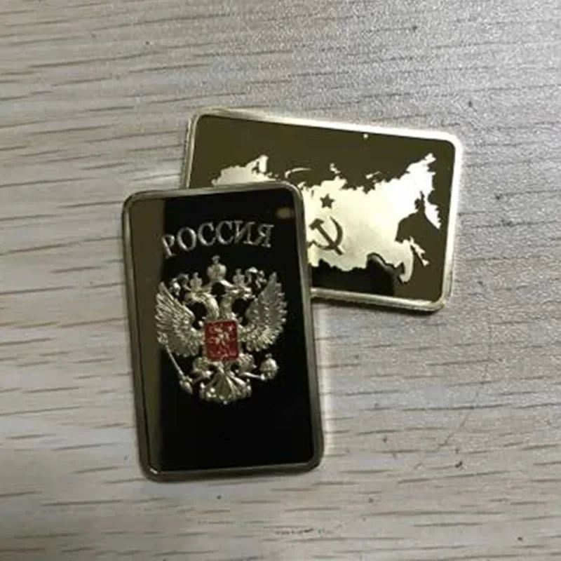 

Russian Bullion Bar Souvenir, Russia Map Bar, 1 oz Ingot, 24K Real Gold Plated, Coin, Decorating, Coin, 5 Pcs
