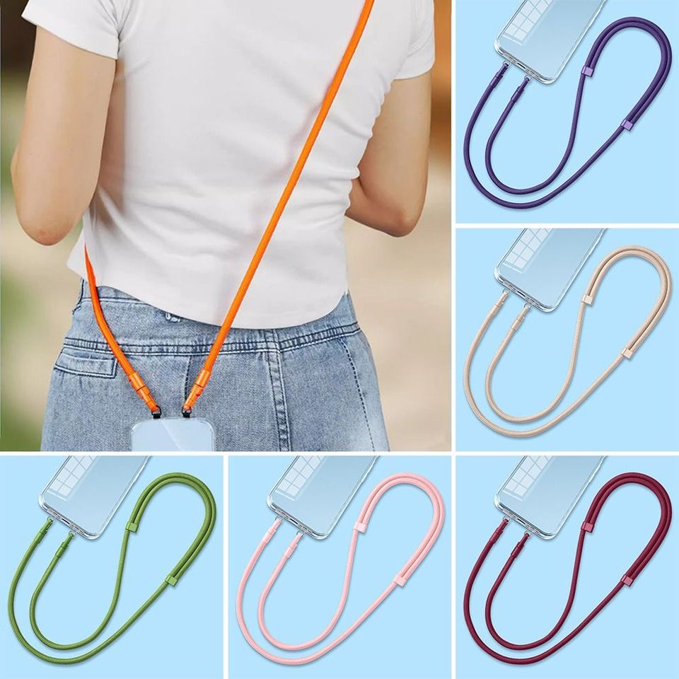 Fashion 360° Rotatable Mobile Phone Lanyard Bilateral Adjustable with Gasket Phone Anti-lost Rope Phone Accessories Hanging Cord