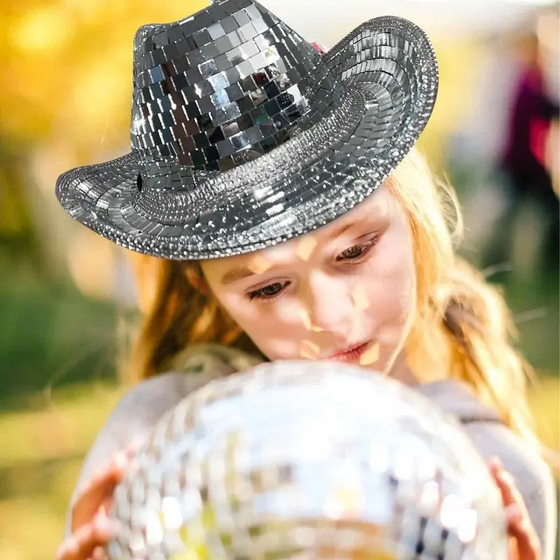 Mirror Disco Ball Adult Party Cowboy Hat Glitter Disco Hat Sequin