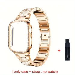 Elegant Metal Strap & Case Bracelet Wristband - Series 11 10 (46mm) (Rose Golden)