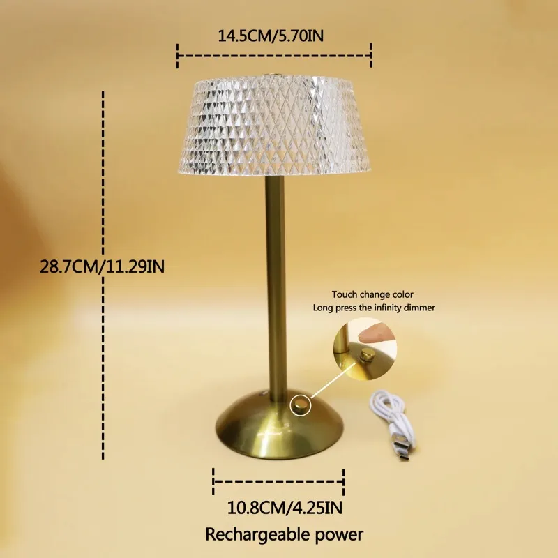 미니멀리스트 LED 데스크 램프 터치 컨트롤 3색 조광 가능 충전식 무드등 침실 침대 옆 실내 분위기 조성 홈 데코