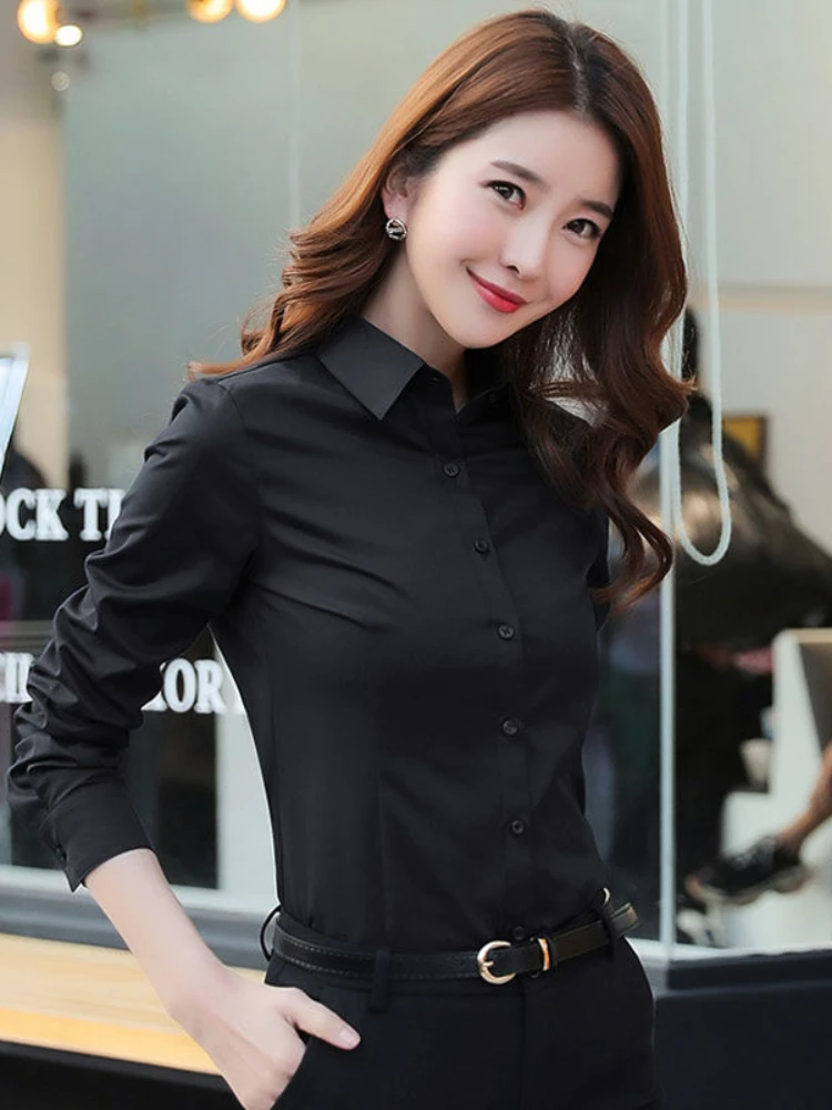 Fashion Women Shirt White Shirt Female Long-sleeve Professional Shirt  Formal Dress Large Size Work Clothes OL Button Womens Tops - AliExpress
