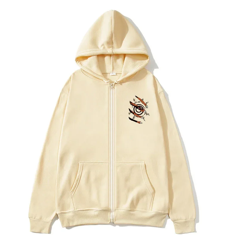 thumbnail image 1 of Sudadera con capucha de manga larga con cremallera para mujer, suéter con estampado de Kurama, ropa de moda de gran tamaño, 1 of 3