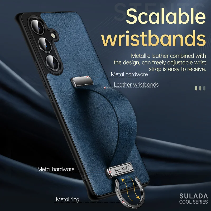 Premium PU Leather Finger Grip Strap Case - Business Edition