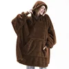 Winter Comfortable Loose Double-faced Fleece Hoodie Blanket Men/Women Oversized Thick Homewear Thick Fleece Giant Blanket Hoodie 3