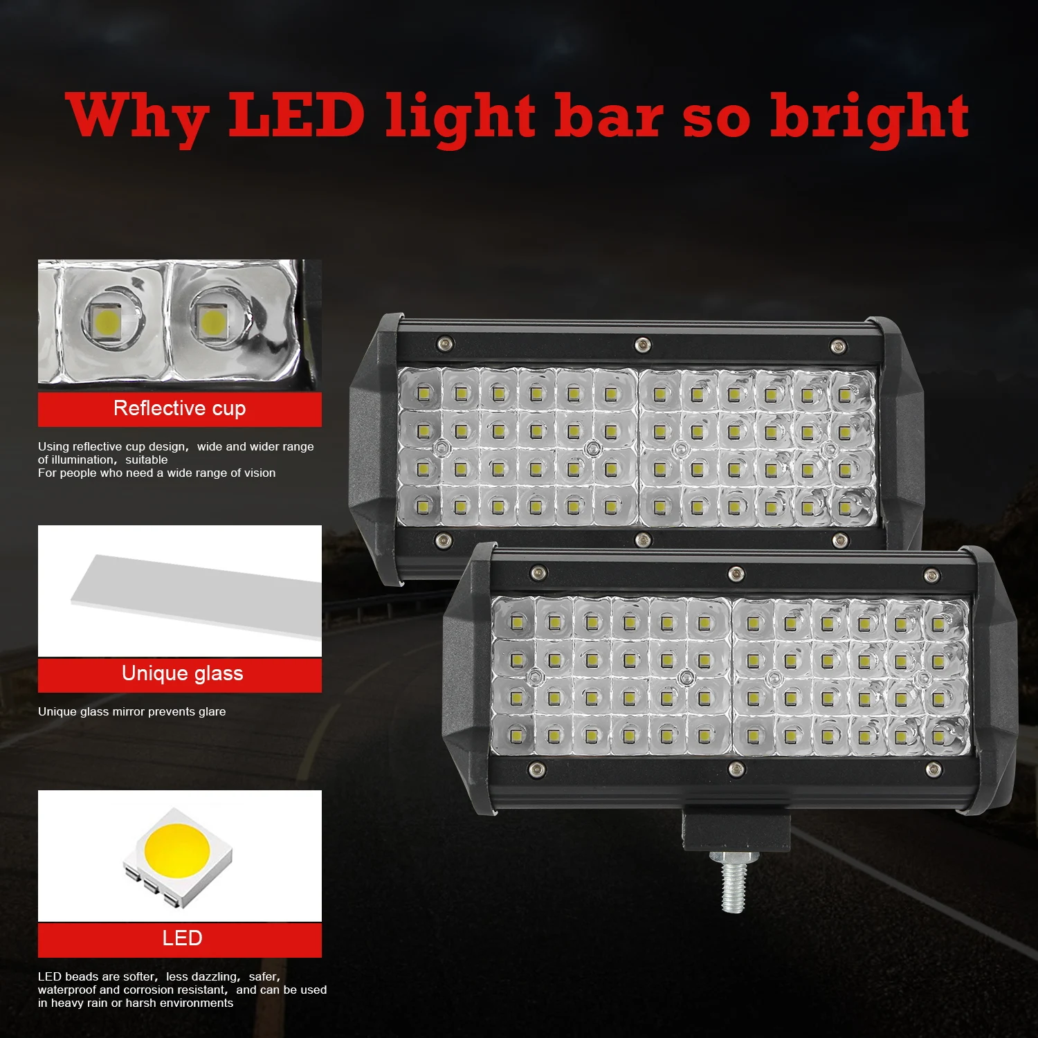 Lights for Car LED Headlight Spotlight Off Road Bar Lighting Wiring Harness  Flood Beam Auto Boats SUV ATV Truck Accessories