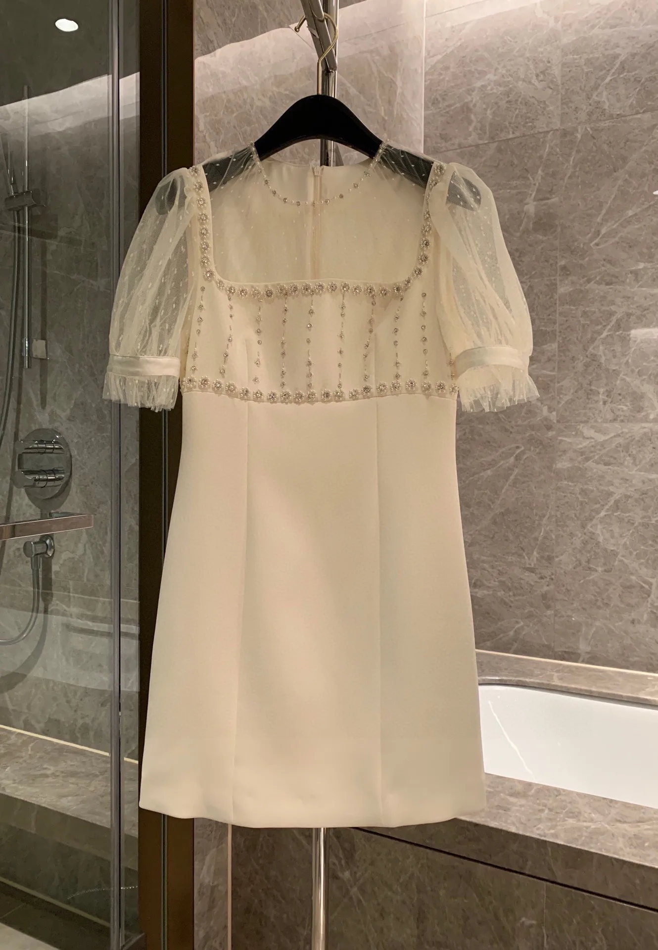 

Женское платье с пышными рукавами, элегантное Сетчатое платье с квадратным вырезом, весна-лето 2024