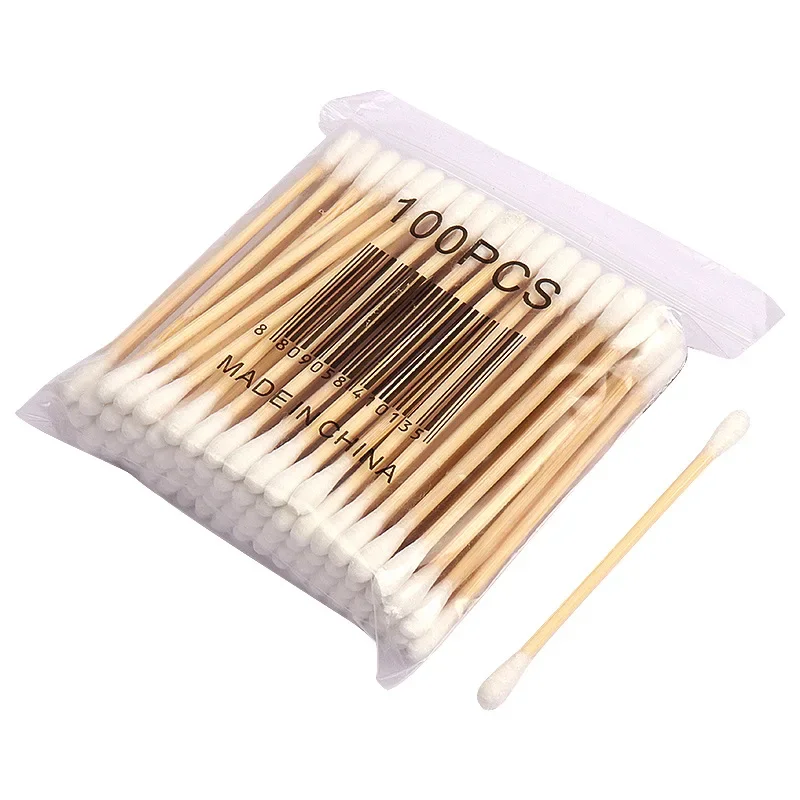 500/1000pcs Double-Headed Wood Cotton Swabs Nose & Ear Cleaning Women's Makeup Tools Lipstick Remover Cotton Tip Sticks