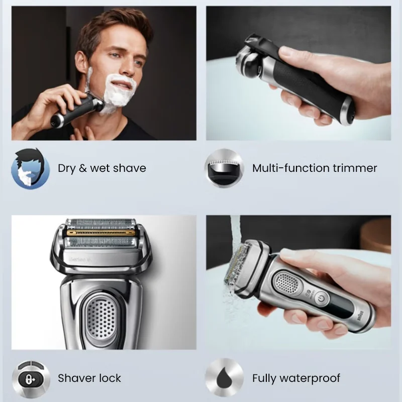 ブラウン-男性用電気シェーバー9355秒,精度のひげとヘアケア用の充電式