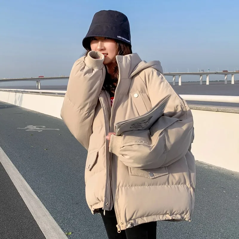 2022 New Winter Jacket Parka Women Down Cotton Coat Parka Con Cappuccio Warm Female Cotton Imbottito Jacket Casual Student Bread Outwear