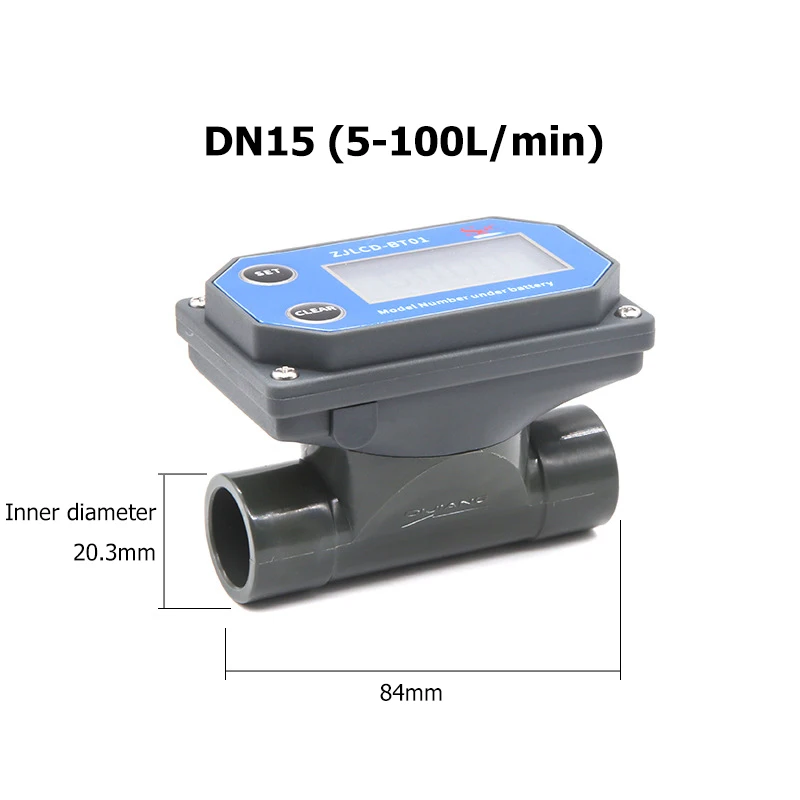 Medidor de flujo con pantalla Digital de DN15-DN80, medidor de flujo de tubería de PVC de alta precisión alimentado por batería, Sensor de flujo de agua para riego agrícola