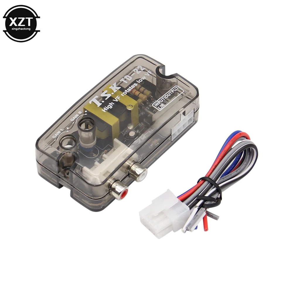 1PC 새로운 자동 자동차 오디오 변환기 12V RCA 스테레오 높은 낮은 조정 가능한 주파수 라인 스피커 레벨 어댑터 지연 기능