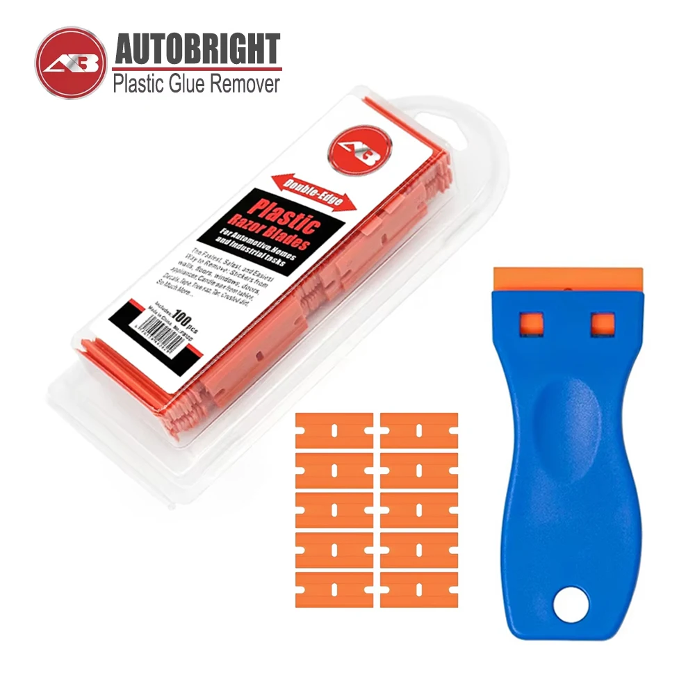 AUTOBRIGHT 플라스틱 접착제 제거제 칼 교체 가능한 블레이드 양초 마크 제거 스티커 라벨 자동차 유리 청소 면도기 스크레이퍼