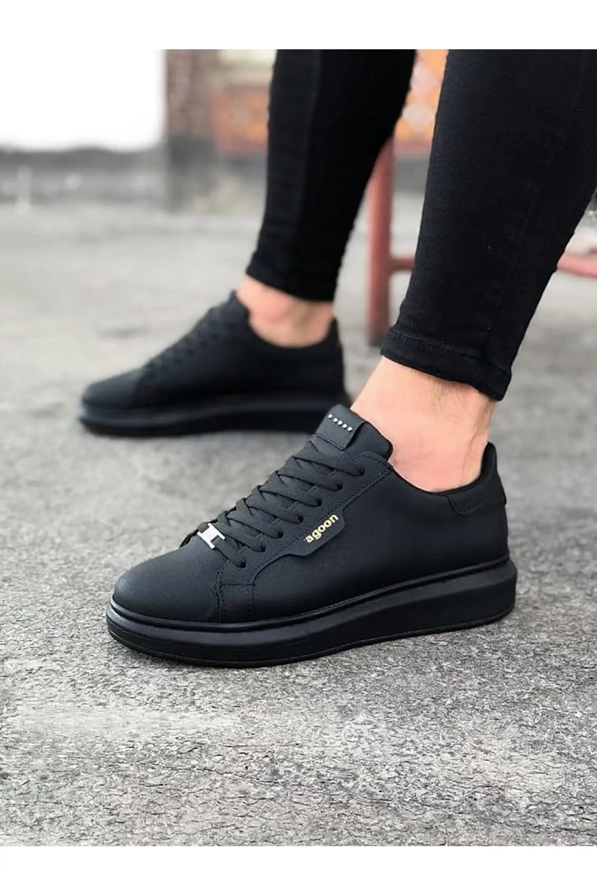 

Wagon Men's Sneakers Sport Shoes Black Lace Up Closure Faux Leather Spring and Autumn Seasons Comfortable Slip On In 2022 Fashion Wedding Orthopedic Suit Unisex Light Odorless Breathable WG01