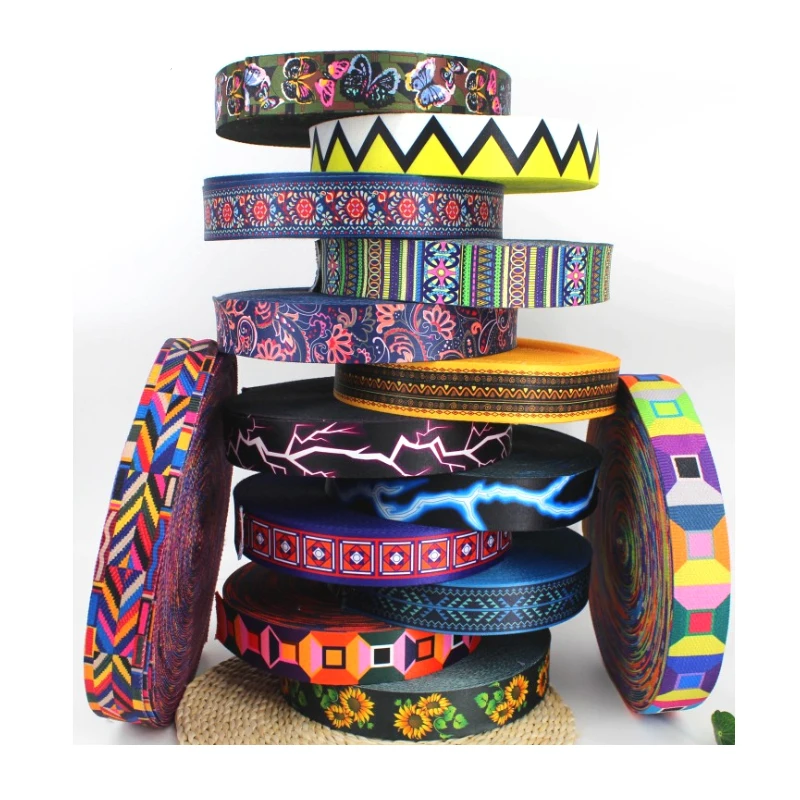 1 Meter 20mm 25mm Printed Webbing Ribbon Luggage Yoga Belt Strap Dog Collar Leash Rope Harness Backpack Bag Garment Accessory images - 6